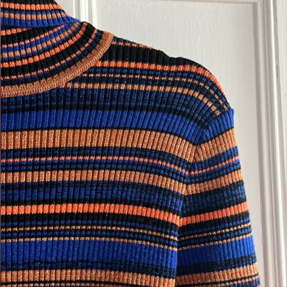 majorette - blue and orange stripe and sparkle long sleeve turtleneck dress - Picture 6 of 7